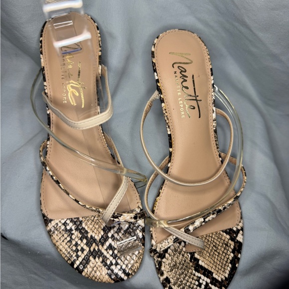 Nanette Lepore Snakeskin Kitten Heel Sandals – Size 7M - Picture 2 of 6
